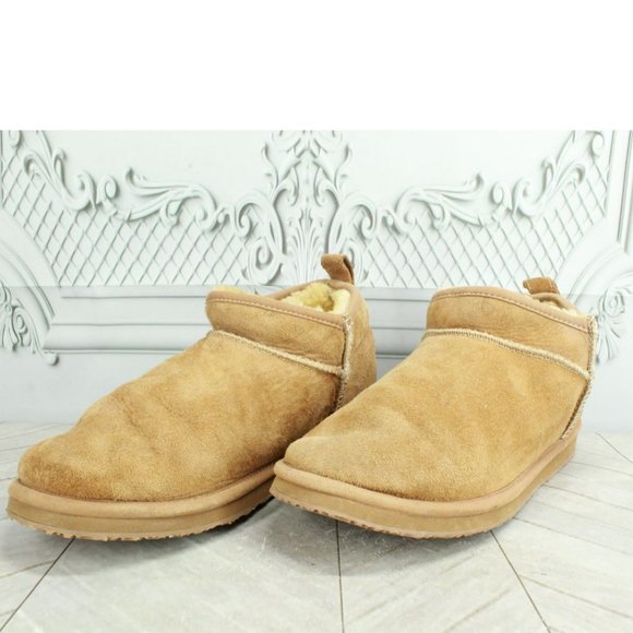 LL Bean Brown Suede Wicked Good Shearling Lined Slipper Ankle Boots Size 8 M - Picture 2 of 10